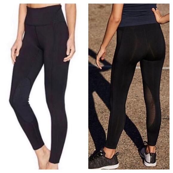 Free People Movement Black Refine Mesh High Rise Stretch Workout Leggings XS - Picture 1 of 12